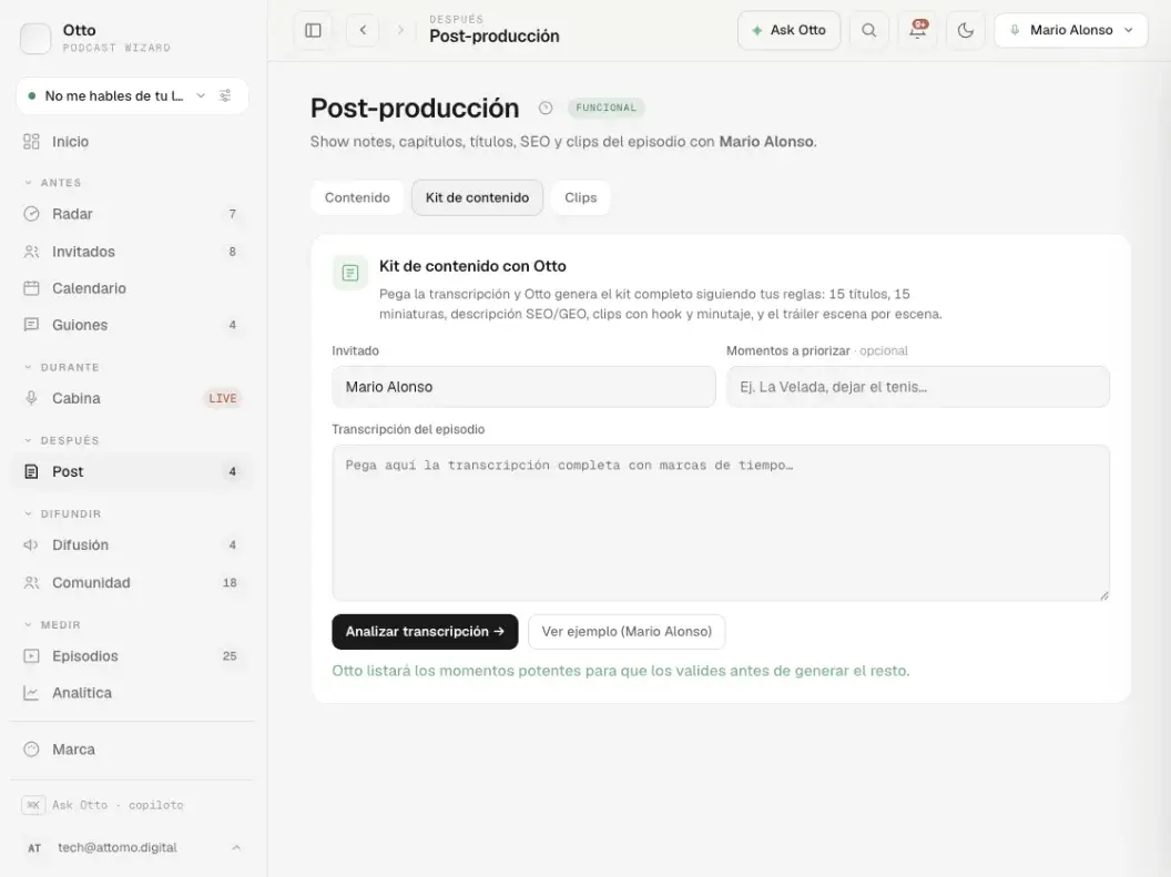 Captura del Kit de contenido de Otto